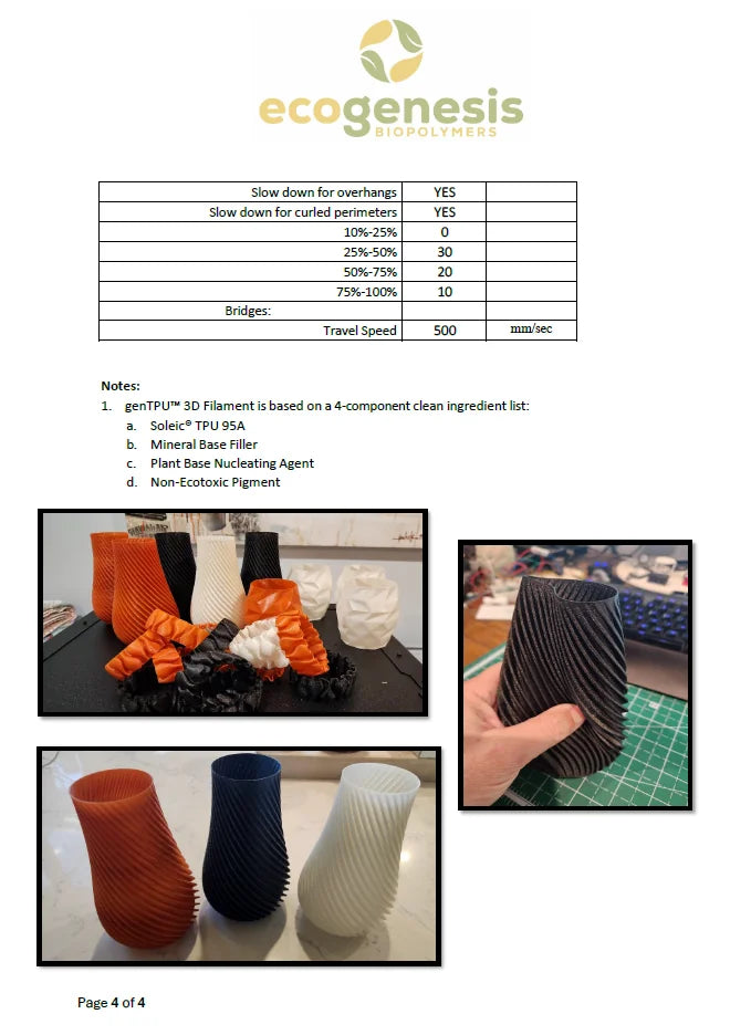 Biodegradable Flexible TPU-95A (soft) - Black - 500g 1.75mm