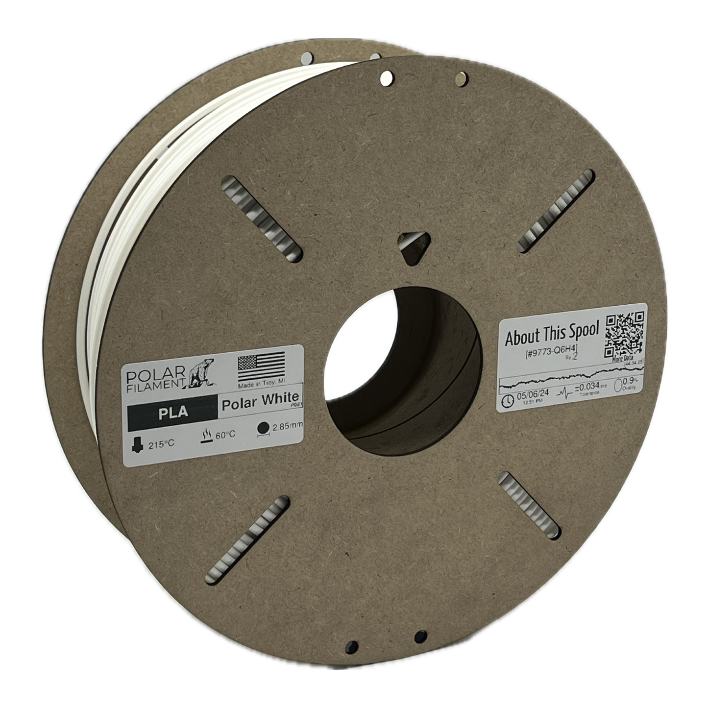 Polar White PLA - 1kg 2.85mm