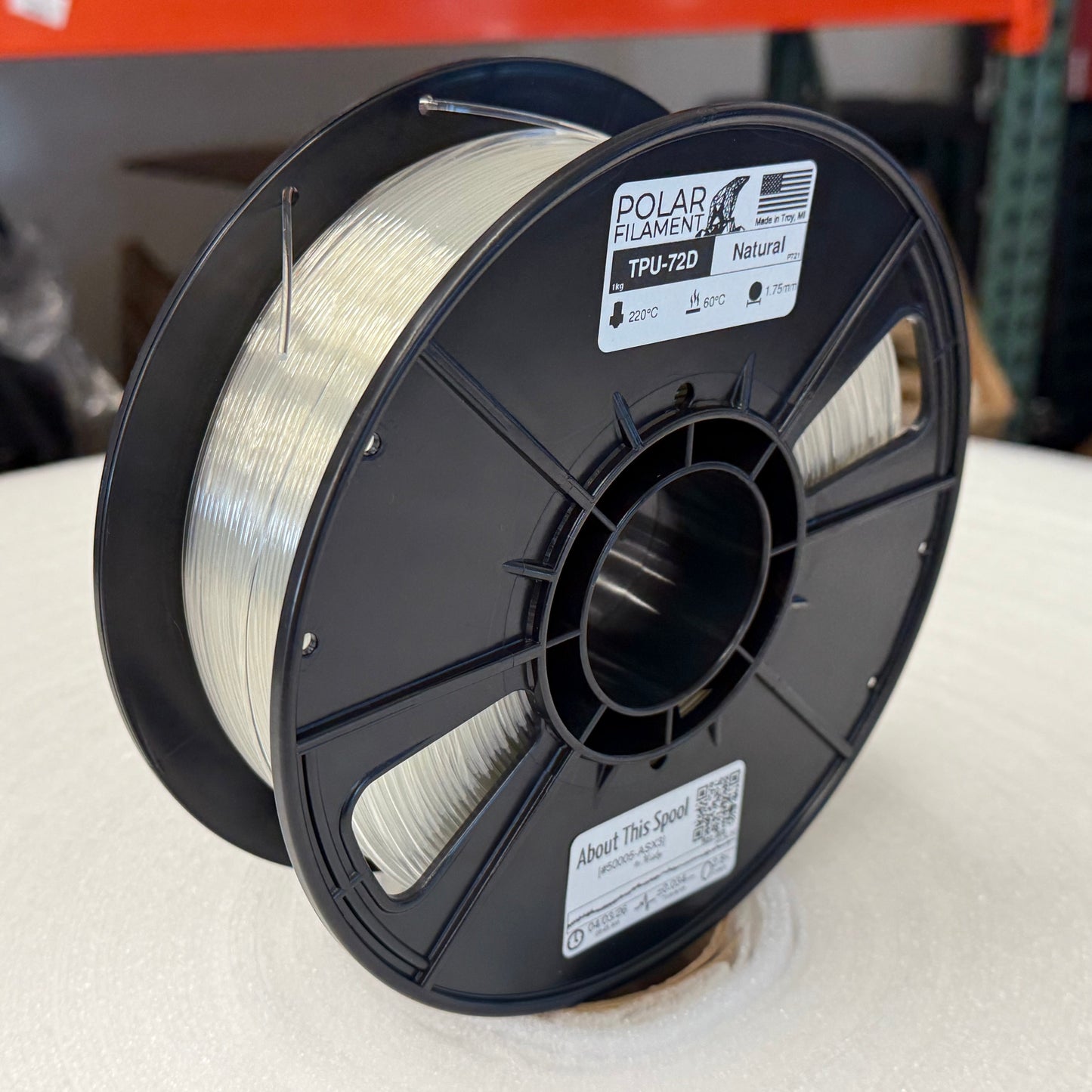 [Experimental] Natural Very Hard TPU-72D (AMS-compatible) - 1.75mm 1kg