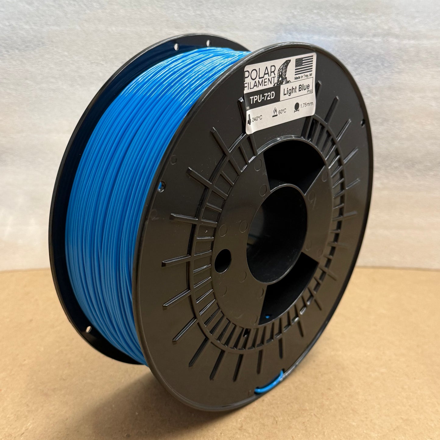 [Experimental] Light Blue Very Hard TPU-72D (AMS Classic and AMS Lite-compatible) - 1.75mm 1kg