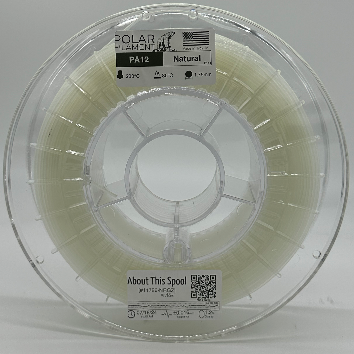 Natural Nylon PA12  - 500g 1.75mm